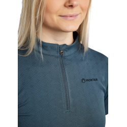 Polo da allenamento Montar MoCilia raffinato a maniche corte Jacquard donna Ardesia scura Grigio Polo da allenamento Montar MoCilia raffinato a maniche corte Jacquard donna Ardesia scura Grigio