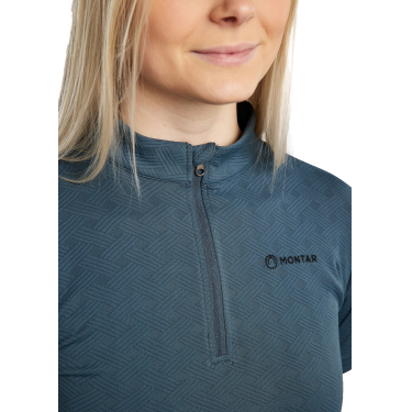 Polo da allenamento Montar MoCilia raffinato a maniche corte Jacquard donna Ardesia scura Grigio Polo da allenamento Montar MoCilia raffinato a maniche corte Jacquard donna Ardesia scura Grigio