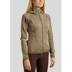 Felpa con cappuccio Montar Liza cristalli oro rosa zip intera donna