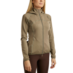 Felpa con cappuccio Montar Liza cristalli oro rosa zip intera donna