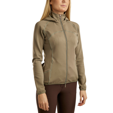 Felpa con cappuccio Montar Liza cristalli oro rosa zip intera donna