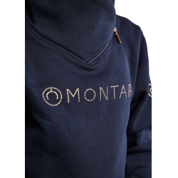Felpa Montar MoNaja Junior con chiusura laterale e cristalli rosegold Marina Blu marino