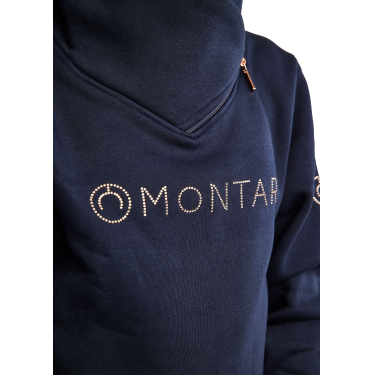 Felpa Montar MoNaja Junior con chiusura laterale e cristalli rosegold Marina Blu marino