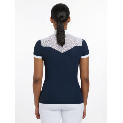 Polo da concorso Emily LeMieux maniche corte Marina Blu marino