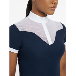 Polo da concorso Emily LeMieux maniche corte Marina Blu marino