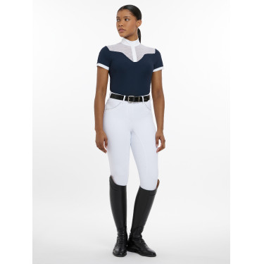 Polo da concorso Emily LeMieux maniche corte Marina Blu marino