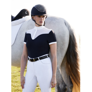 Polo da concorso Emily LeMieux maniche corte Marina Blu marino