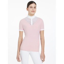 Polo da concorso Eva LeMieux Young Rider maniche corte Fioritura Rosa