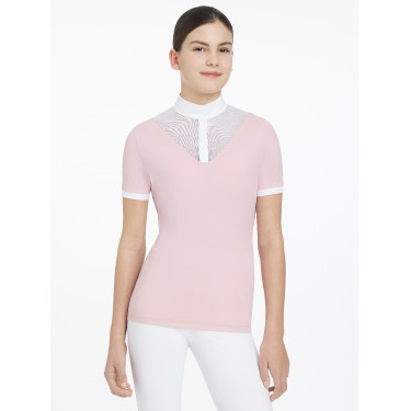 Polo da concorso Eva LeMieux Young Rider maniche corte Fioritura Rosa