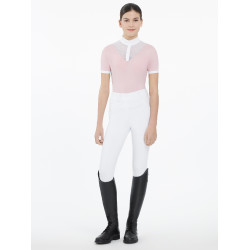 Polo da concorso Eva LeMieux Young Rider maniche corte Fioritura Rosa
