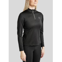 Polo da concorso Montar Everly con logo in cristalli a maniche lunghe da donna Nero