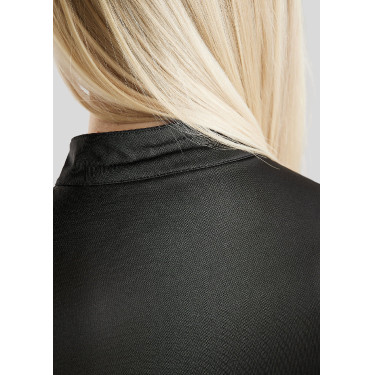 Polo da concorso Montar Everly con logo in cristalli a maniche lunghe da donna Nero