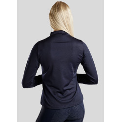 Polo da concorso Montar Everly con logo in cristalli a maniche lunghe da donna Marina Polo da concorso Montar Everly con logo in cristalli a maniche lunghe da donna Marina