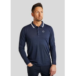 Polo da uomo Montar MoDrake con colletto a contrasto e maniche lunghe Blu marino scuro