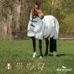 Coperta anti-mosche Horseware Rambo Optimo Supreme Summer Sheet Plus CarreauxMarine / gris orage / argent Motivi Coperta anti-mosche Horseware Rambo Optimo Supreme Summer Sheet Plus CarreauxMarine / gris orage / argent Motivi