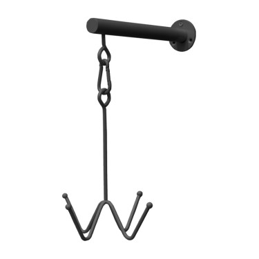 Porta-testiera Grooming Deluxe a 4 bracci con fissaggio a muro Nero