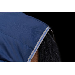 Coperta da scuderia Horseware Rhino 100g Nero / grigio titanio / blu classico Coperta da scuderia Horseware Rhino 100g Nero / grigio titanio / blu classico