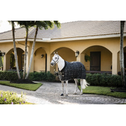 Coperta da scuderia Horseware Rhino 350g VL Nero / quadri bianco grigi