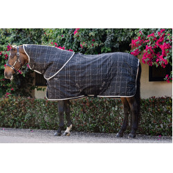 Coperta da scuderia Horseware Rhino 350g VL Nero / quadri bianco grigi