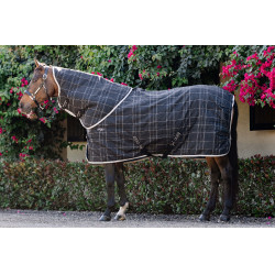 Coperta da scuderia Horseware Rhino 350g VL Nero / quadri bianco grigi
