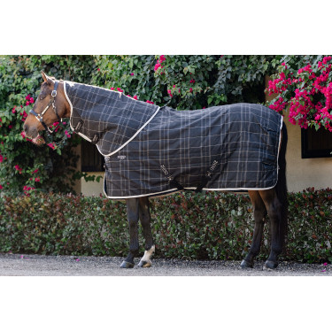Coperta da scuderia Horseware Rhino 350g VL Nero / quadri bianco grigi