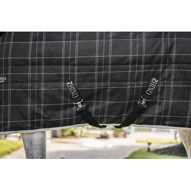 Coperta da scuderia Horseware Rhino 350g VL Nero / quadri bianco grigi