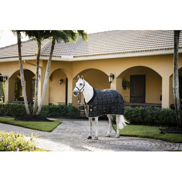 Coperta da scuderia Horseware Rhino 350g VL Nero / quadri bianco grigi