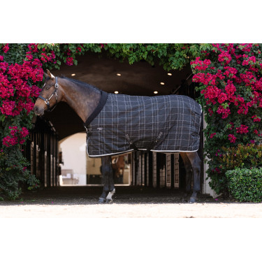 Coperta da scuderia Horseware Rhino Pony 100g Nero / quadri bianco grigi