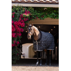 Coperta da scuderia Horseware Rhino Pony 100g Nero / quadri bianco grigi