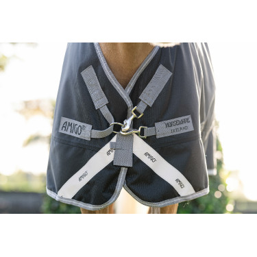 Coperta Horseware Amigo 1200D Pony Turnout 50g Nero / grigio titanio / argento