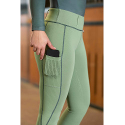 Leggings HKM Juna con fondo intero in silicone Giada Blu
