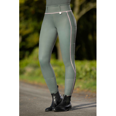 Leggings HKM Juna con fondo intero in silicone Grigio verde Leggings HKM Juna con fondo intero in silicone Grigio verde