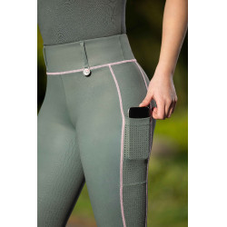 Leggings HKM Juna con fondo intero in silicone Grigio verde Leggings HKM Juna con fondo intero in silicone Grigio verde