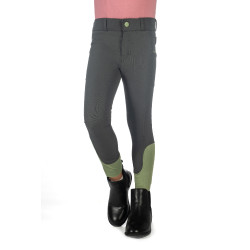 Pantaloni HKM Claire con fondo intero in silicone Grigio verde