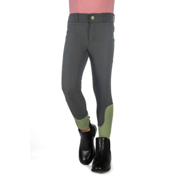 Pantaloni HKM Claire con fondo intero in silicone Grigio verde