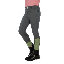 Pantaloni HKM Claire con fondo intero in silicone Grigio verde