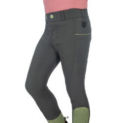 Pantaloni HKM Claire con fondo intero in silicone Grigio verde
