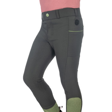Pantaloni HKM Claire con fondo intero in silicone Grigio verde