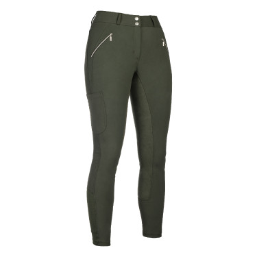 Pantaloni HKM Lia a vita alta con fondo intero in Alos Verde oliva Pantaloni HKM Lia a vita alta con fondo intero in Alos Verde oliva