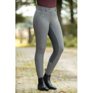 Pantaloni HKM Lia a vita alta con fondo intero in Alos Grigio Pantaloni HKM Lia a vita alta con fondo intero in Alos Grigio