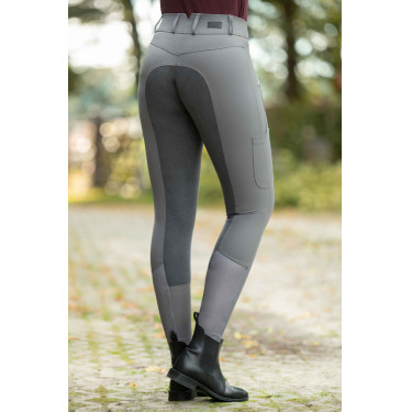 Pantaloni HKM Lia a vita alta con fondo intero in Alos Grigio Pantaloni HKM Lia a vita alta con fondo intero in Alos Grigio