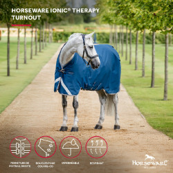 Coperta Horseware Ionic Therapy Turnout 100g Bleu imperial / argent /Marine Blu Coperta Horseware Ionic Therapy Turnout 100g Bleu imperial / argent /Marine Blu