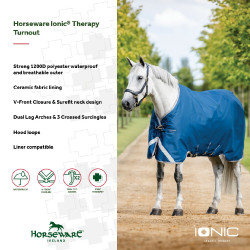 Coperta Horseware Ionic Therapy Turnout 100g Bleu imperial / argent /Marine Blu Coperta Horseware Ionic Therapy Turnout 100g Bleu imperial / argent /Marine Blu