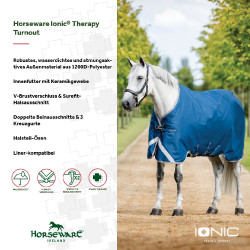 Coperta Horseware Ionic Therapy Turnout 100g Bleu imperial / argent /Marine Blu Coperta Horseware Ionic Therapy Turnout 100g Bleu imperial / argent /Marine Blu