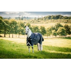 Coperta Horseware Rambo 1680D Turnout 100g Marino / temporale / grigio argento Blu marino