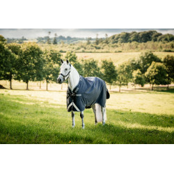 Coperta Horseware Rambo 1680D Turnout 450g VL Marino / temporale / grigio argento Blu marino