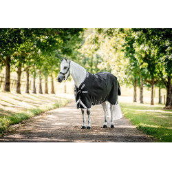 Coperta Horseware Rambo 1680D Turnout 450g VL Nero / temporale / grigio argento Coperta Horseware Rambo 1680D Turnout 450g VL Nero / temporale / grigio argento