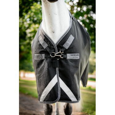 Coperta Horseware Rambo 1680D Turnout 450g VL Nero / temporale / grigio argento Coperta Horseware Rambo 1680D Turnout 450g VL Nero / temporale / grigio argento