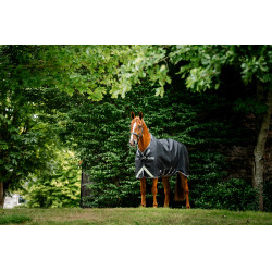 Coperta Horseware Rambo 1680D Turnout 450g VL Nero / temporale / grigio argento Coperta Horseware Rambo 1680D Turnout 450g VL Nero / temporale / grigio argento