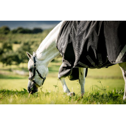 Coperta Horseware Rambo 1680D Turnout 450g VL Nero / temporale / grigio argento Coperta Horseware Rambo 1680D Turnout 450g VL Nero / temporale / grigio argento